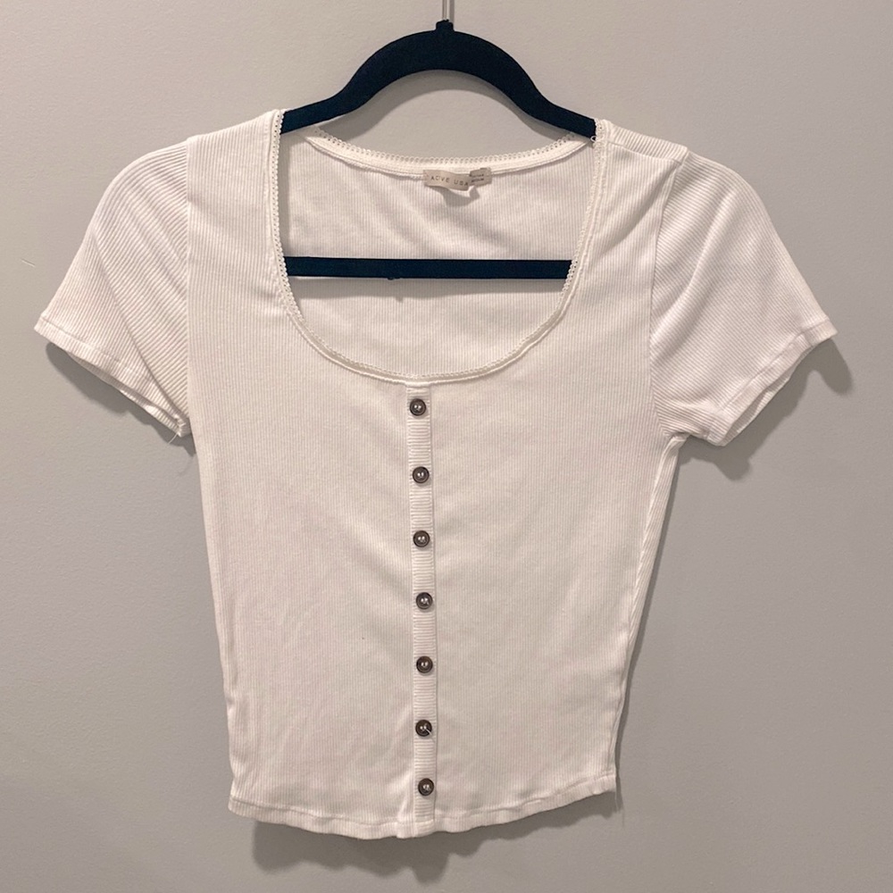 WOMENS WHITE T SHIRT ACTIVE USA